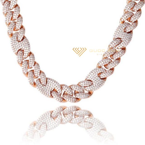 Dây chuyền kim cương nam Cuban Link mix mắt oval 2cm 1