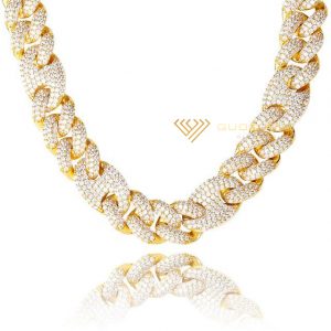 Dây chuyền kim cương nam Cuban Link mix mắt oval 2cm 3