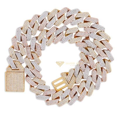 Lắc tay kim cương nam Iced Prong Link Chain rộng 2cm