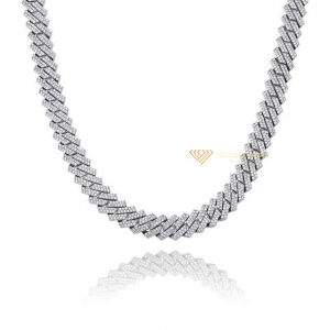 Dây chuyền kim cương nam Cuban Link Iced Prong rộng 1.4cm 4