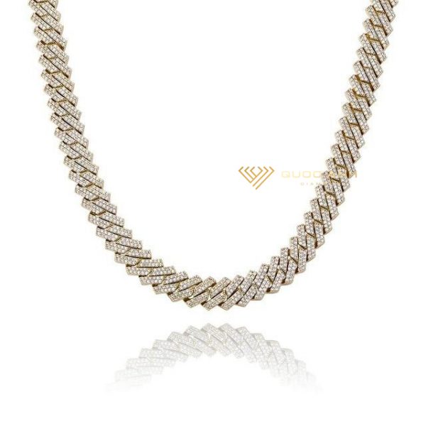 Dây chuyền kim cương nam Cuban Link Iced Prong rộng 1.4cm 7