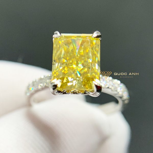 Nhẫn kim cương nữ Engagement radiant yellow fancy iced cush 7x9 3