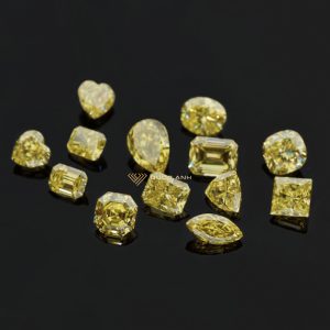 Kim cương nhân tạo mỹ Moissanite vàng fancy 10ly độ sạch FL 3