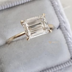 Nhẫn kim cương nữ engagement chủ ngang emerald 6x8