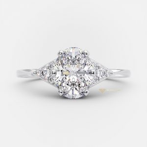 Nhẫn kim cương nữ engagement chủ oval 6x8 6 chấu