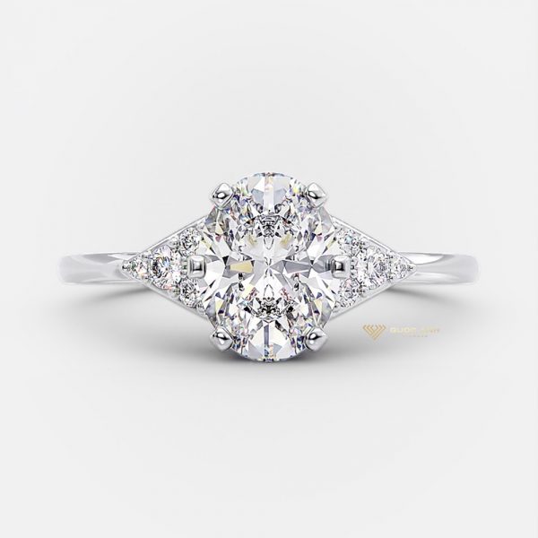 Nhẫn kim cương nữ engagement chủ oval 6x8 6 chấu