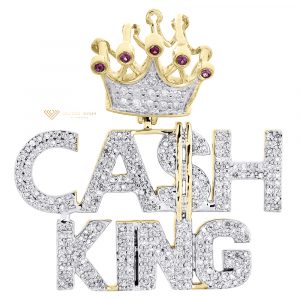Mặt dây chuyền nam Cash King kim cương tròn