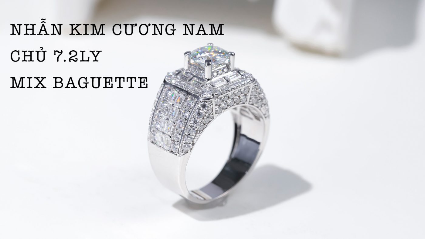 Nhẫn kim cương nam chủ 7ly2 mix baguette GEN45