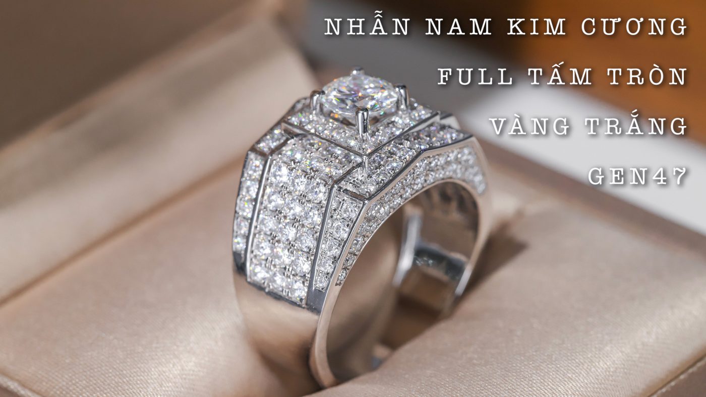 Nhẫn kim cương nam chủ 7ly2 vàng trắng GEN47