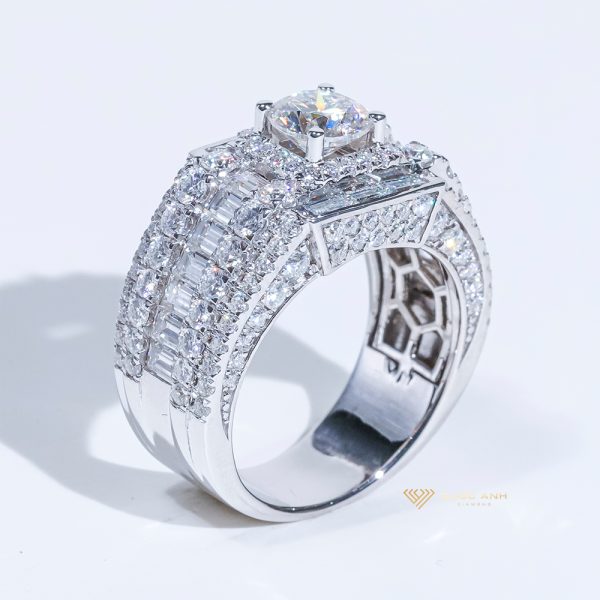 Nhẫn nam thiết kế bạc S925 full xoàn moissanite chủ 6ly3 GENT-SRM101