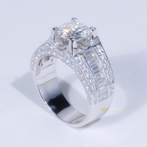 Nhẫn nam thiết kế bạc S925 full xoàn moissanite chủ 9ly GENT-SRM110