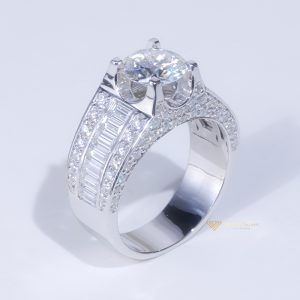 Nhẫn nam thiết kế bạc S925 full xoàn moissanite chủ 9ly GENT-SRM110