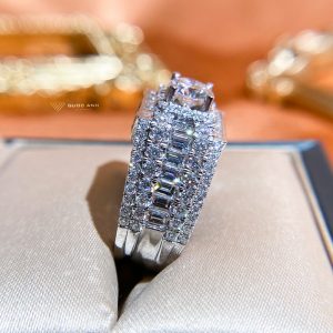 Nhẫn nam bạc ý S925 cao cấp full xoàn moissanite GENT-SRM101