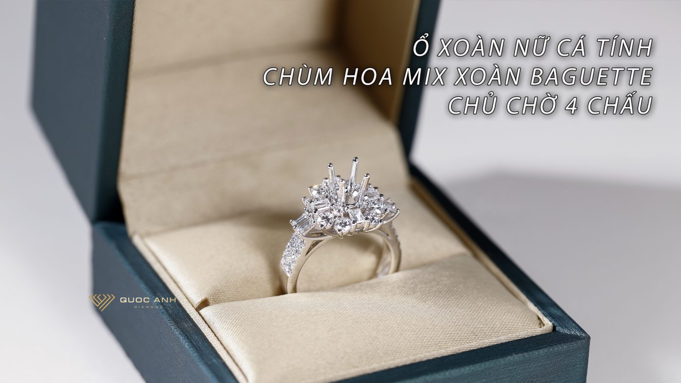 Ổ xoàn nữ chùm hoa mix tấm chữ nhật cá tính