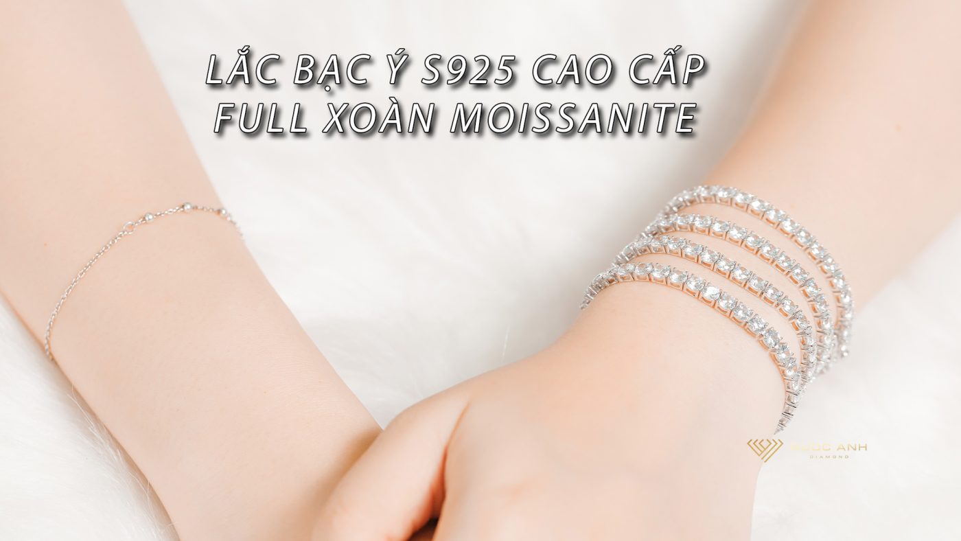 Lắc tay tennis bạc ý S925 cao cấp full xoàn moissanite 4ly