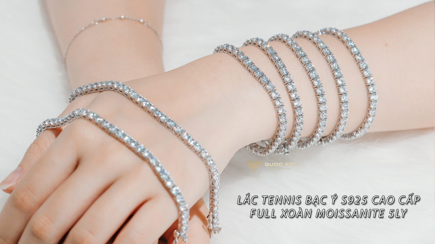 Lắc tennis bạc ý s925 cao cấp full xoàn moissanite 5ly