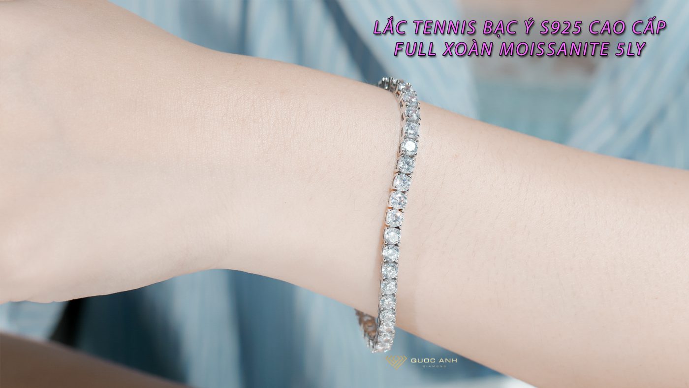 Lắc tennis bạc ý s925 cao cấp full xoàn moissanite 5ly