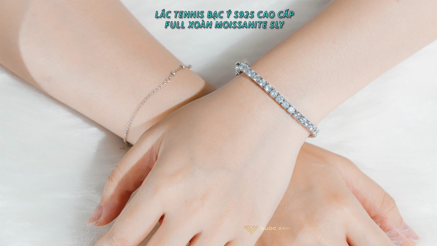 Lắc tennis bạc ý s925 cao cấp full xoàn moissanite 5ly