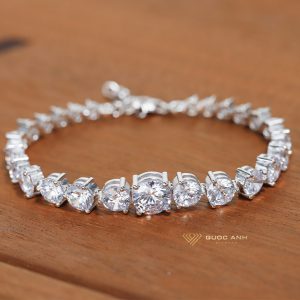 Lắc tay tennis bạc ý s925 cao cấp full xoàn moissanite chủ 8ly1