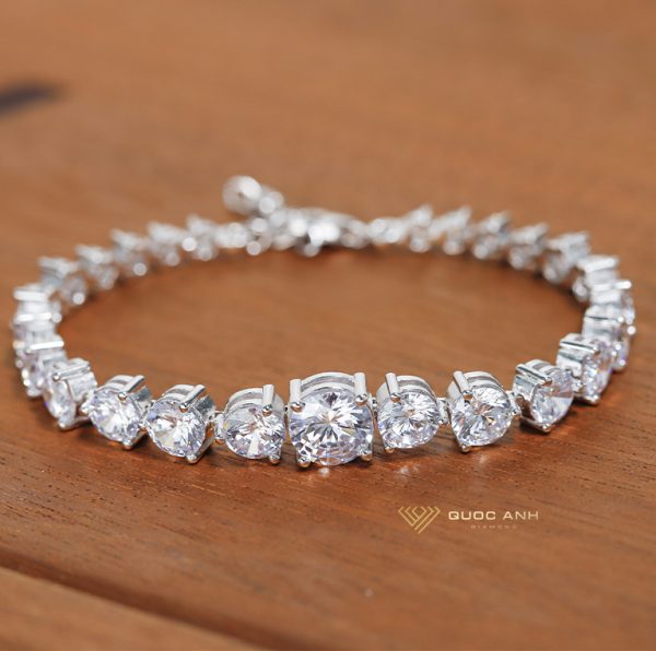 Lắc tay tennis bạc ý s925 cao cấp full xoàn moissanite chủ 8ly1