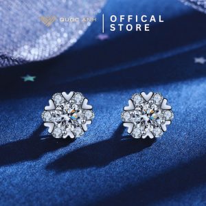 Bông tai bạc nữ kim moissanite Akaly