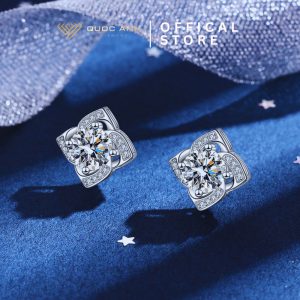 Bông tai bạc nữ kim moissanite Hana