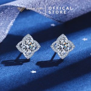 Bông tai bạc nữ kim moissanite Hana