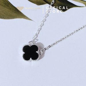Dây chuyền bạc nữ cỏ bốn lá đen huyền bí DIVAD0150