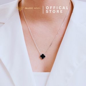 Dây chuyền bạc nữ cỏ bốn lá đen huyền bí DIVAD0150