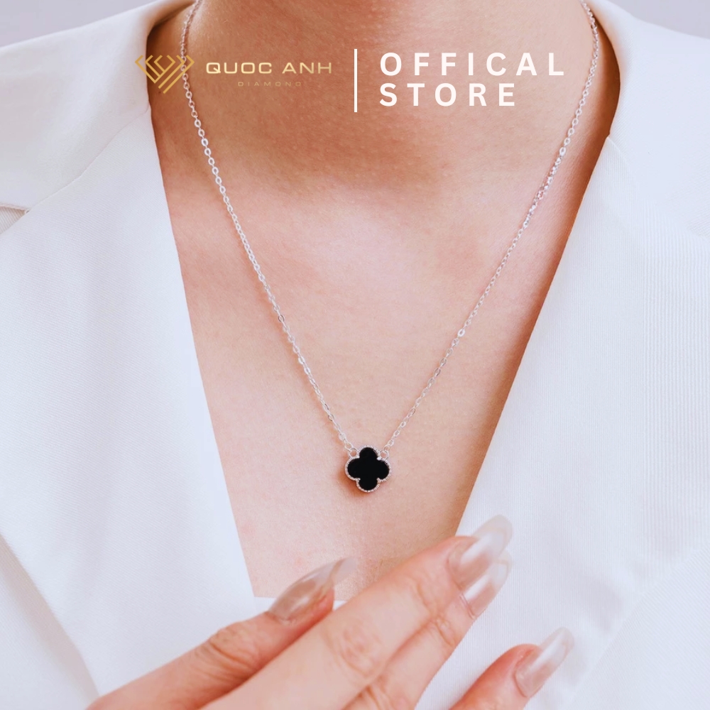 Day-chuyen-bac-nu-co-bon-la-den-huyen-bi-QUOCANHJEWELRY-DIVAD0150 Dây chuyền bạc nữ cỏ bốn lá đen huyền bí DIVAD0150