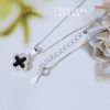 Dây chuyền bạc nữ cỏ bốn lá hai mặt đen & trắng DIVAD0114