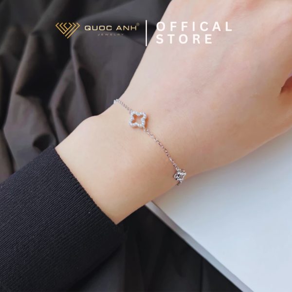 Lắc tay bạc nữ cỏ bốn lá rỗng luxury & thanh lịch DIVAT0339