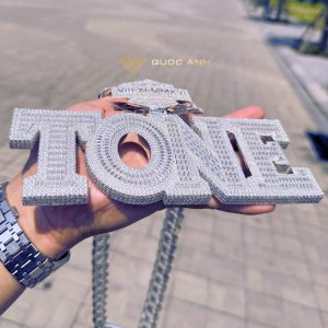 Dây chuyền kim cương hiphop cuban & mặt dây chữ TONE VIP
